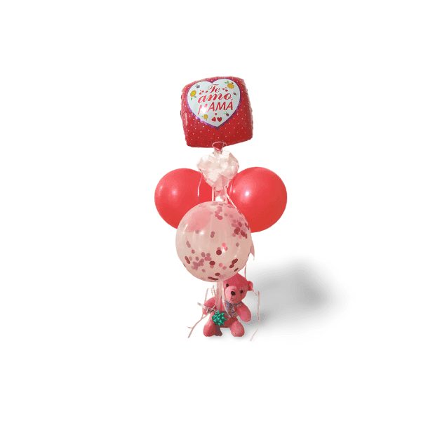 Arrangement with pink bear Balloon decorative arrangements and accessories Tienda Regalos Madrid