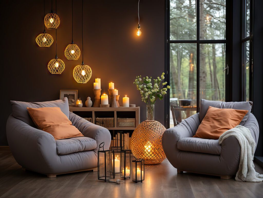 Usa iluminación cálida para decorar tu casa para un cumpleaños acogedor