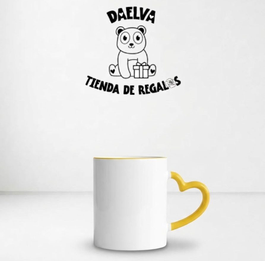 taza personalizada asa corazon amarillo