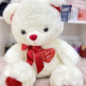 peluche oso con lazo rojo