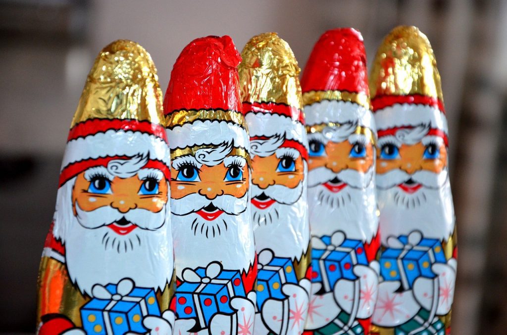 santa claus, chocolate, candy