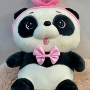 Panda con diadema y lazo rosa
