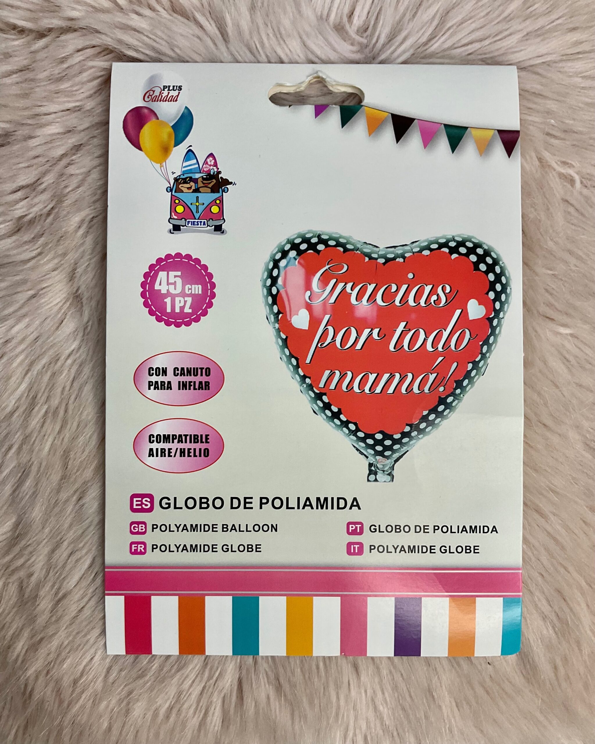 Globo de Poliamida en Forma de Corazón - "Gracias por todo Mamá"