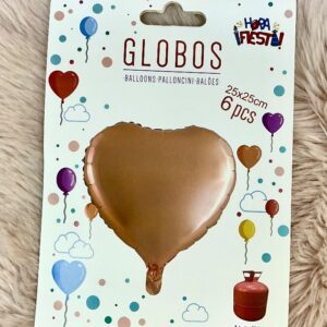 Globo Corazón Metálico 25x25 cm - Paquete de 6 | Hoba Festa