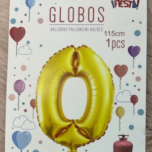 Globo Número 0 Dorado Metalizado de 115 cm – Fiesta y Celebración