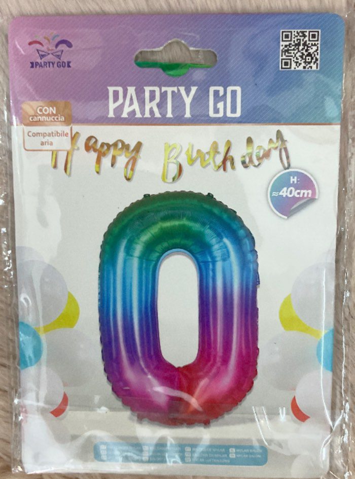 Globo Número 0 de Látex Arcoíris - 40 cm | Party Go Happy Birthday