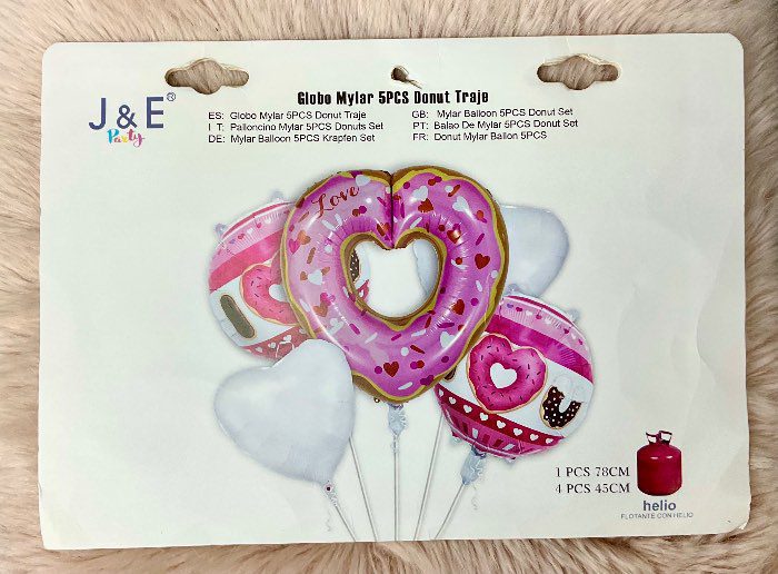 Pack de 5 Globos Mylar Donut – Decoración Ideal para Fiestas
