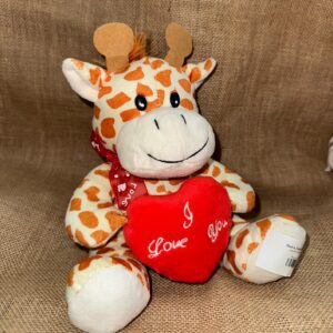 Peluche Jirafa con Corazón Rojo y Lazo de Amor