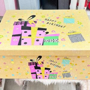 Caja de regalo "Happy Birthday" con diseño colorido y festivoCaja de regalo "Happy Birthday" con diseño colorido y festivo