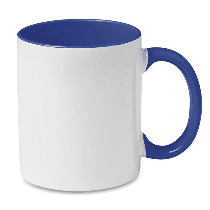 Taza de Cerámica Blanca con Interior Azul