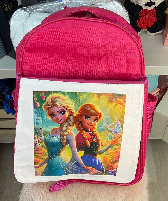 Mochila Infantil Rosa con Diseño de Frozen - Elsa y Anna