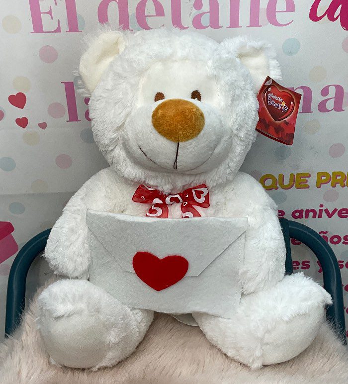 Peluche Osito Blanco con Carta y Corazón - Regalo Perfecto para San Valentín