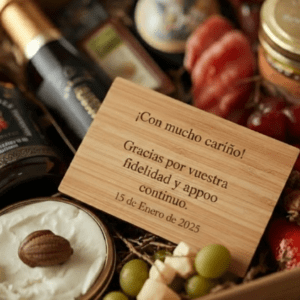 Pack gourmet personalizado con tarjeta grabada