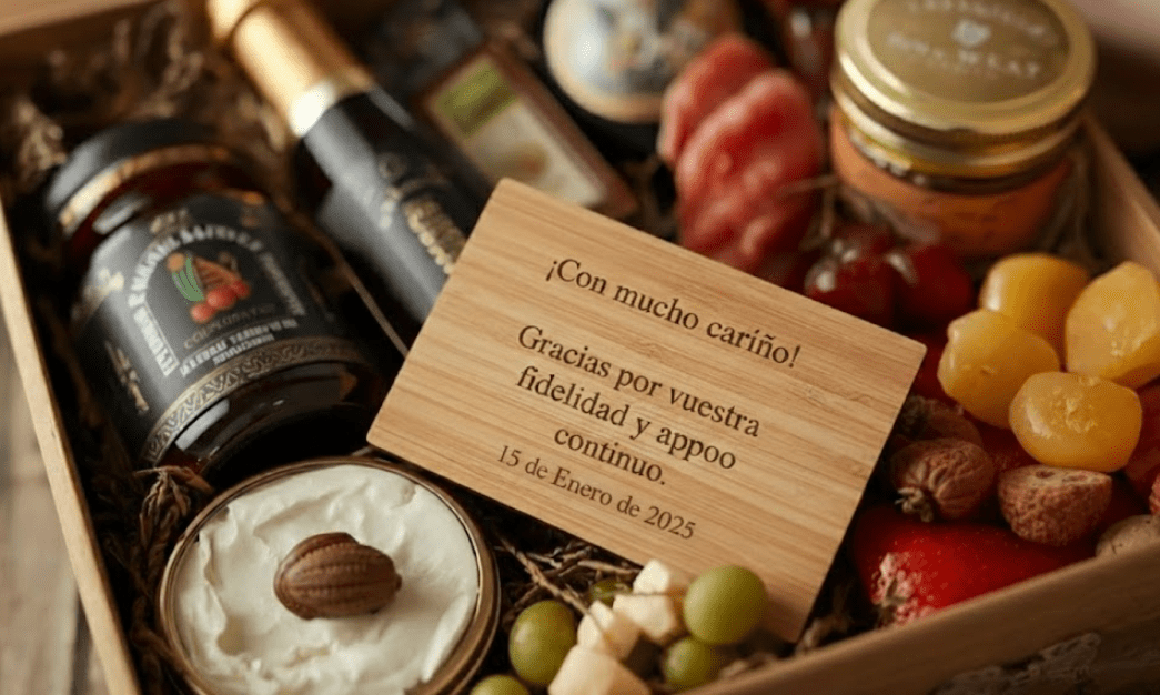 Pack gourmet personalizado con tarjeta grabada