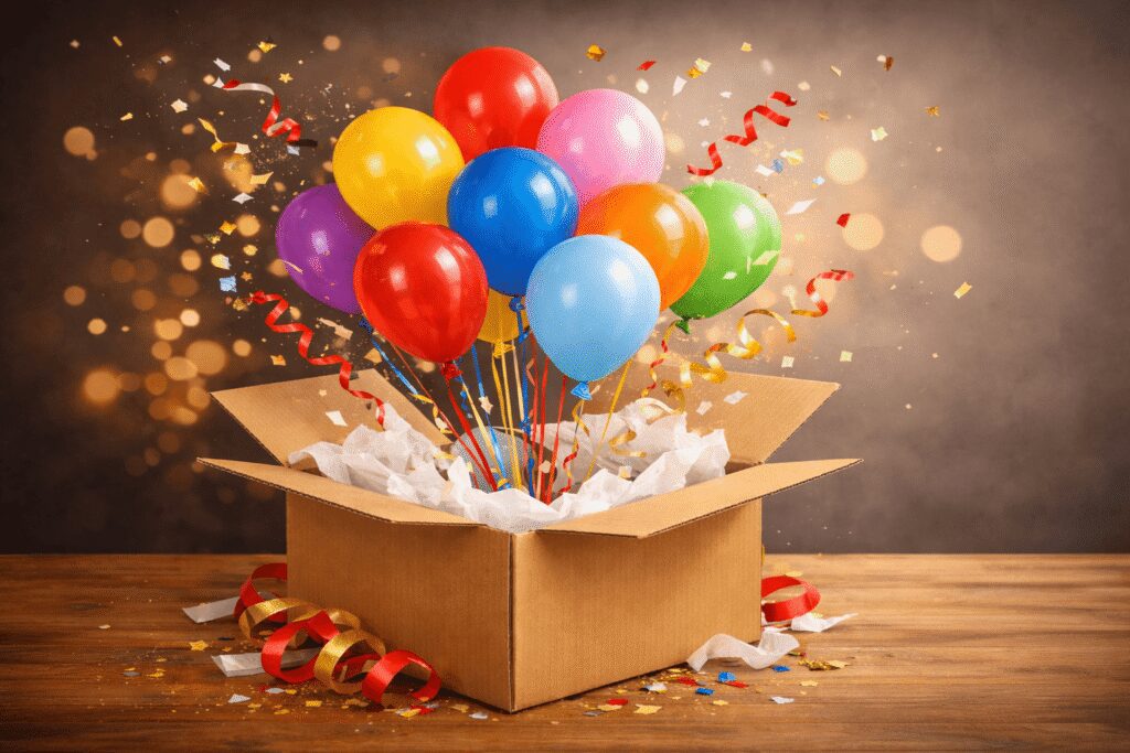 sorprender con un regalo usando globos