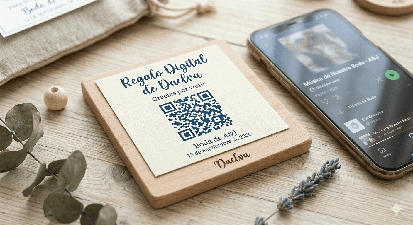 Regalo digital QR personalizado invitados Madrid Daelva