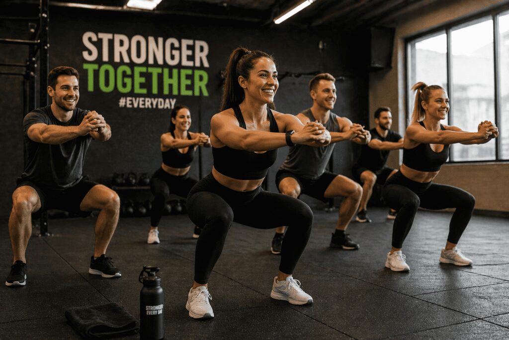 Personas entrenando en grupo como experiencia de regalo