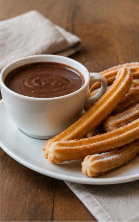 Desayuno con churros y chocolate