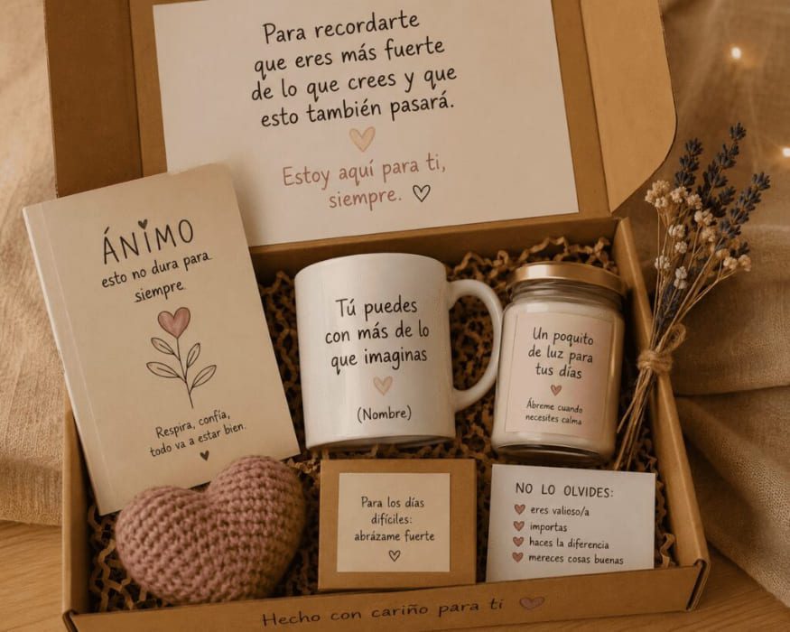 Regalo personalizado como detalle para animar a alguien que está pasándolo mal