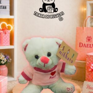 Peluche Oso blanco con jersey rosa