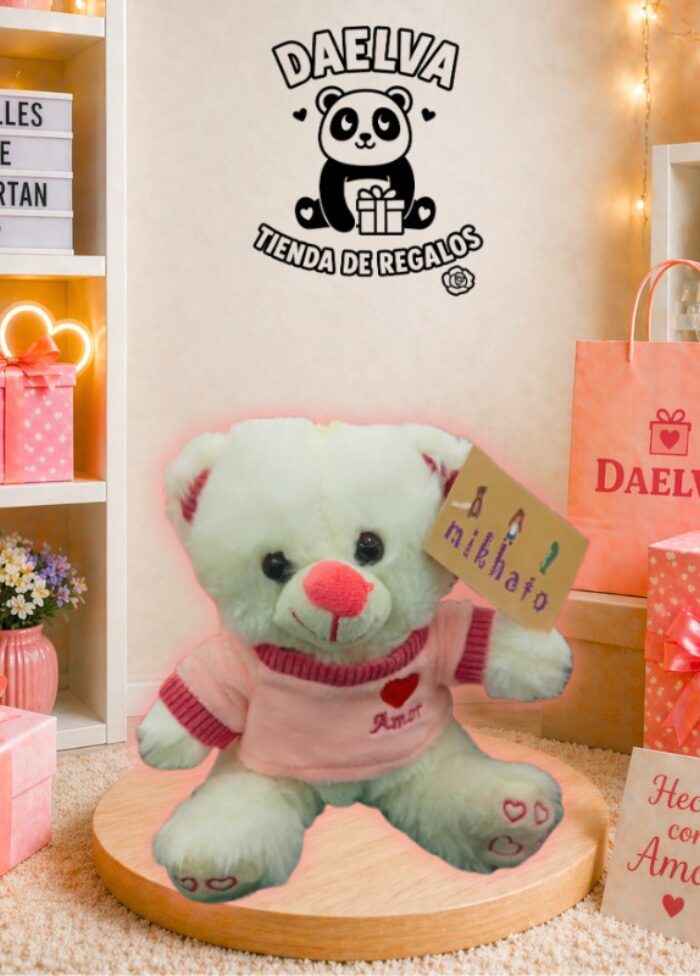 Peluche Oso blanco con jersey rosa