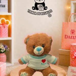Peluche oso marrón con suéter azul