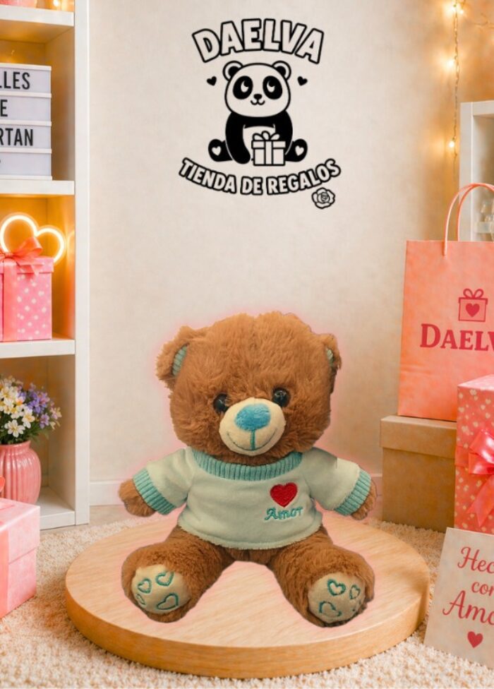 Peluche oso marrón con suéter azul