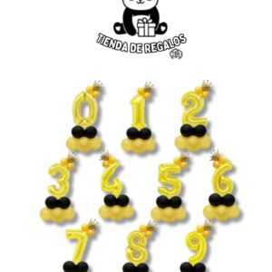 Set de Globos Números con Corona y Base