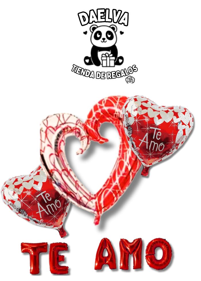 Set de Globos "Te Amo" Corazón Entrelazado