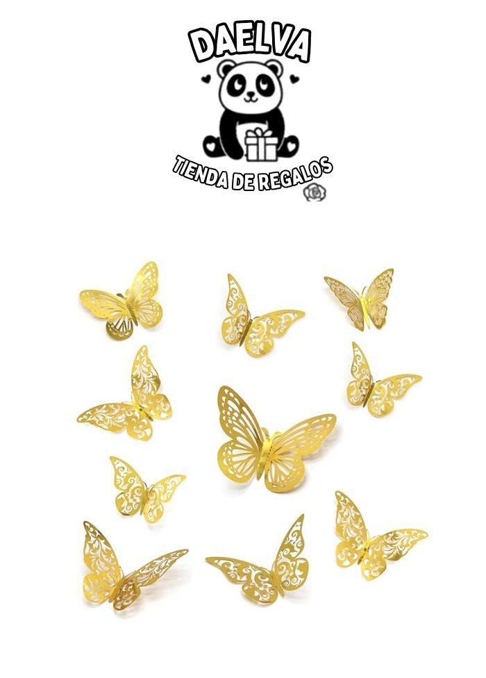 Set de Mariposas Decorativas Caladas en Oro