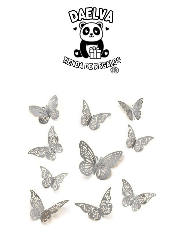 Set de Mariposas Decorativas Caladas en Plata