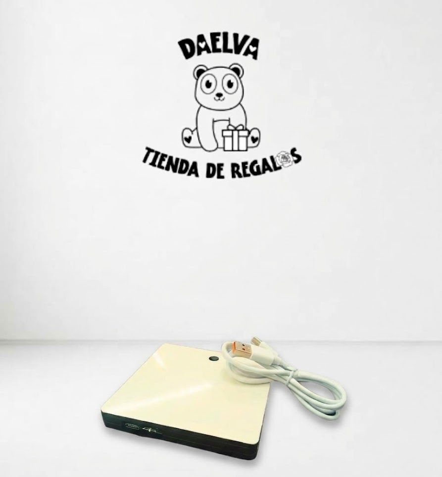 Cajita de música personalizada blanca con cable de carga USB