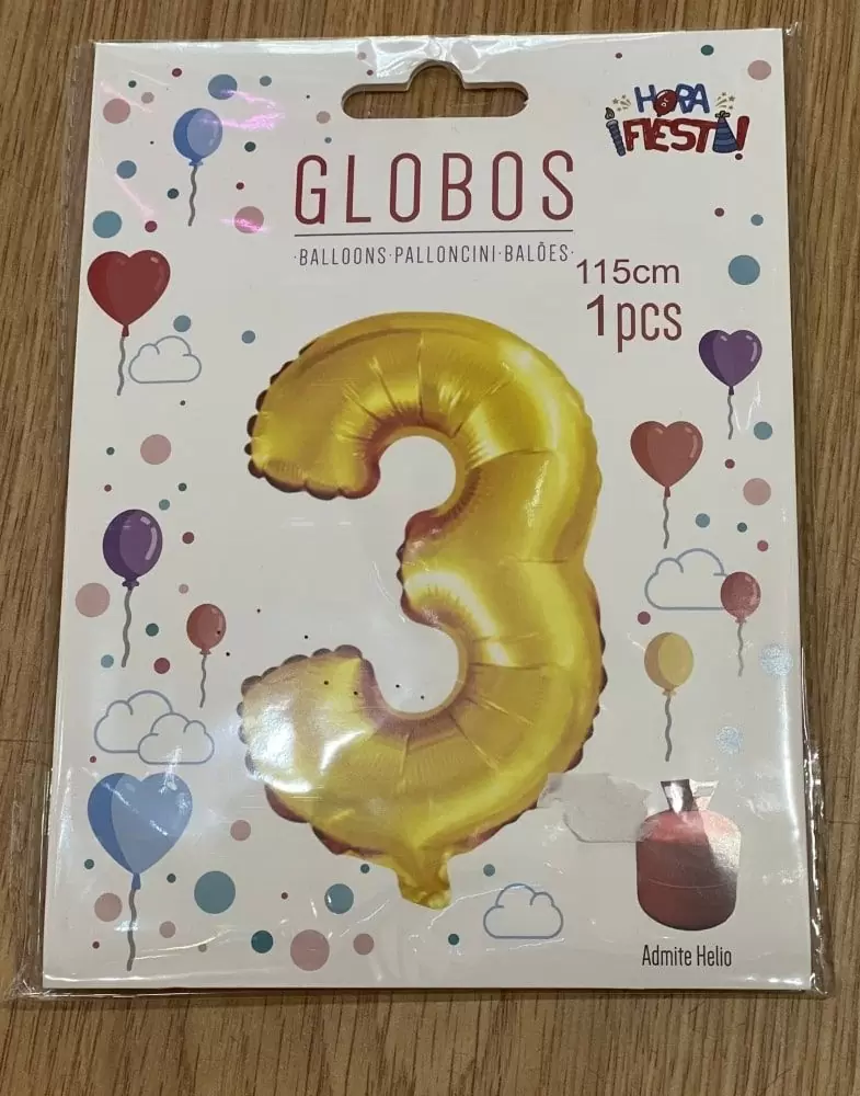 Globos numeros dorados 3