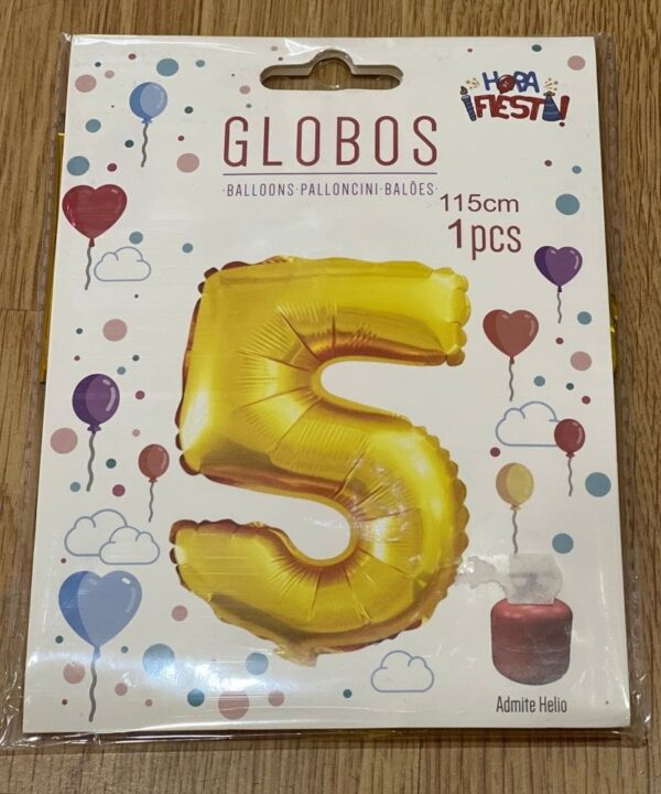 Golden number balloons 5