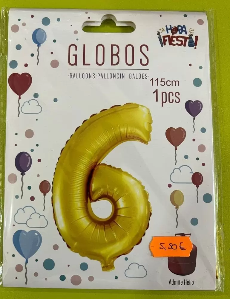 Globos numeros dorados 6