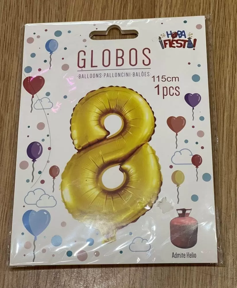 Globos numeros dorados 8