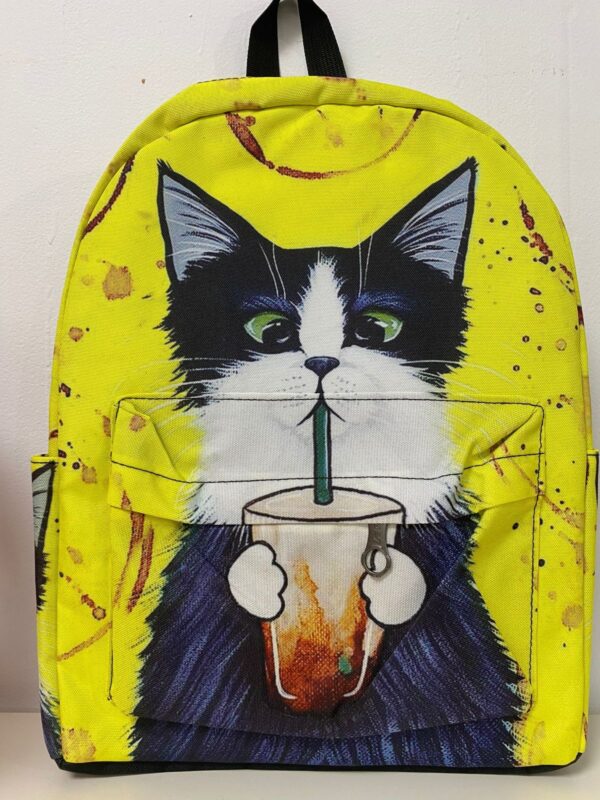 mochila gato amarillo