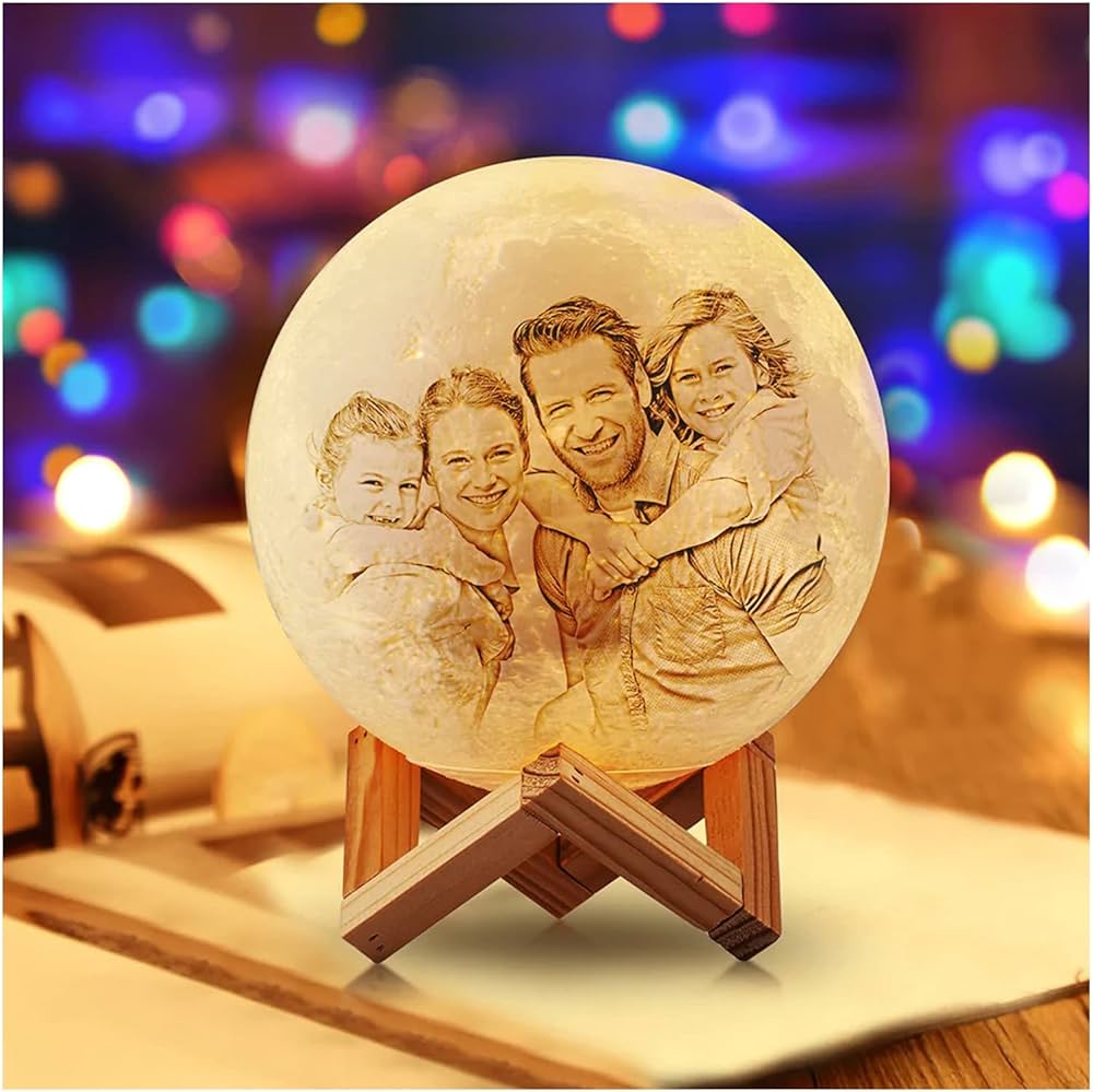Lámpara luna 3D con foto y mensaje que se prefiera