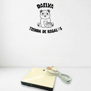Cajita de música personalizada blanca con cable de carga USB