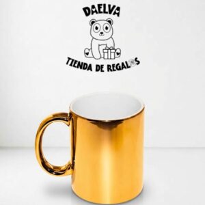 Taza metalizada personalizada amarilla con acabado espejo
